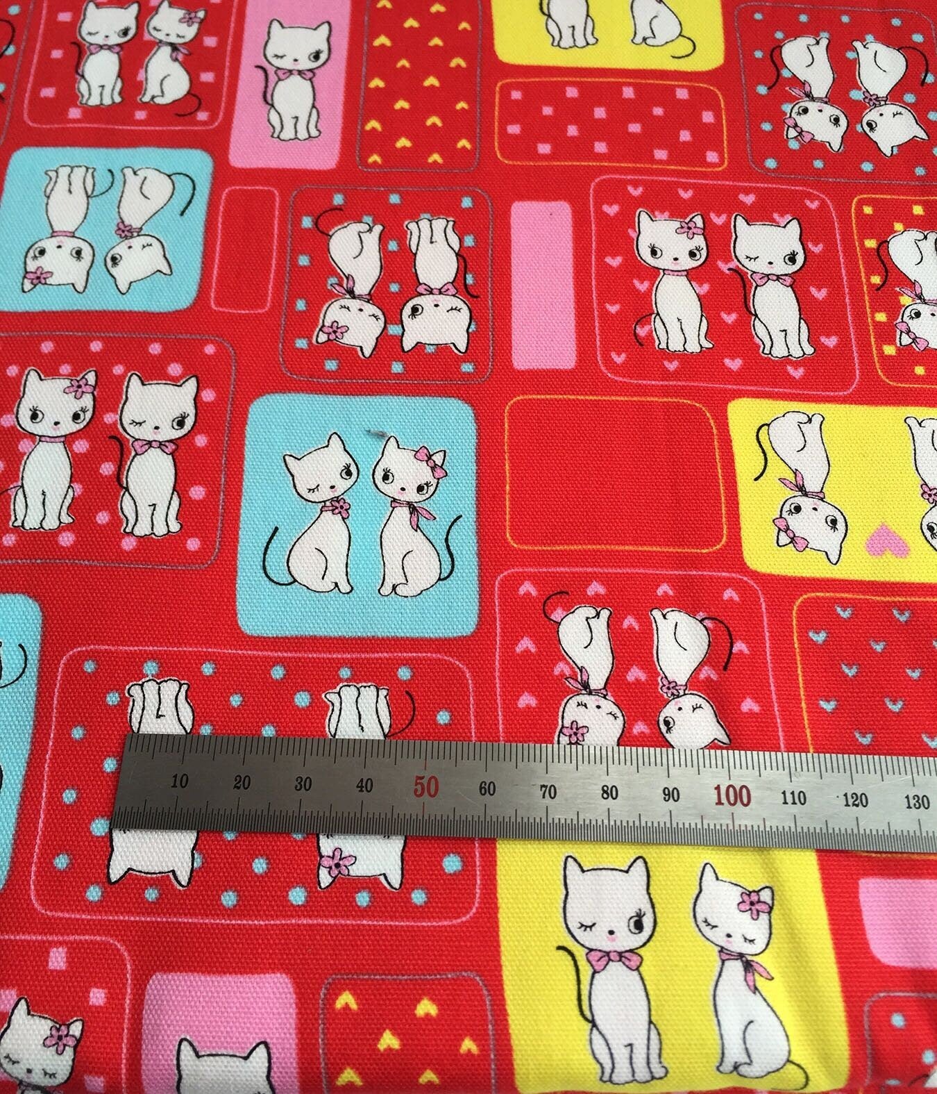 Cute Cat Cotton Fabric Soft Thin Cotton Fabric Sewing Material 50 x 110cm