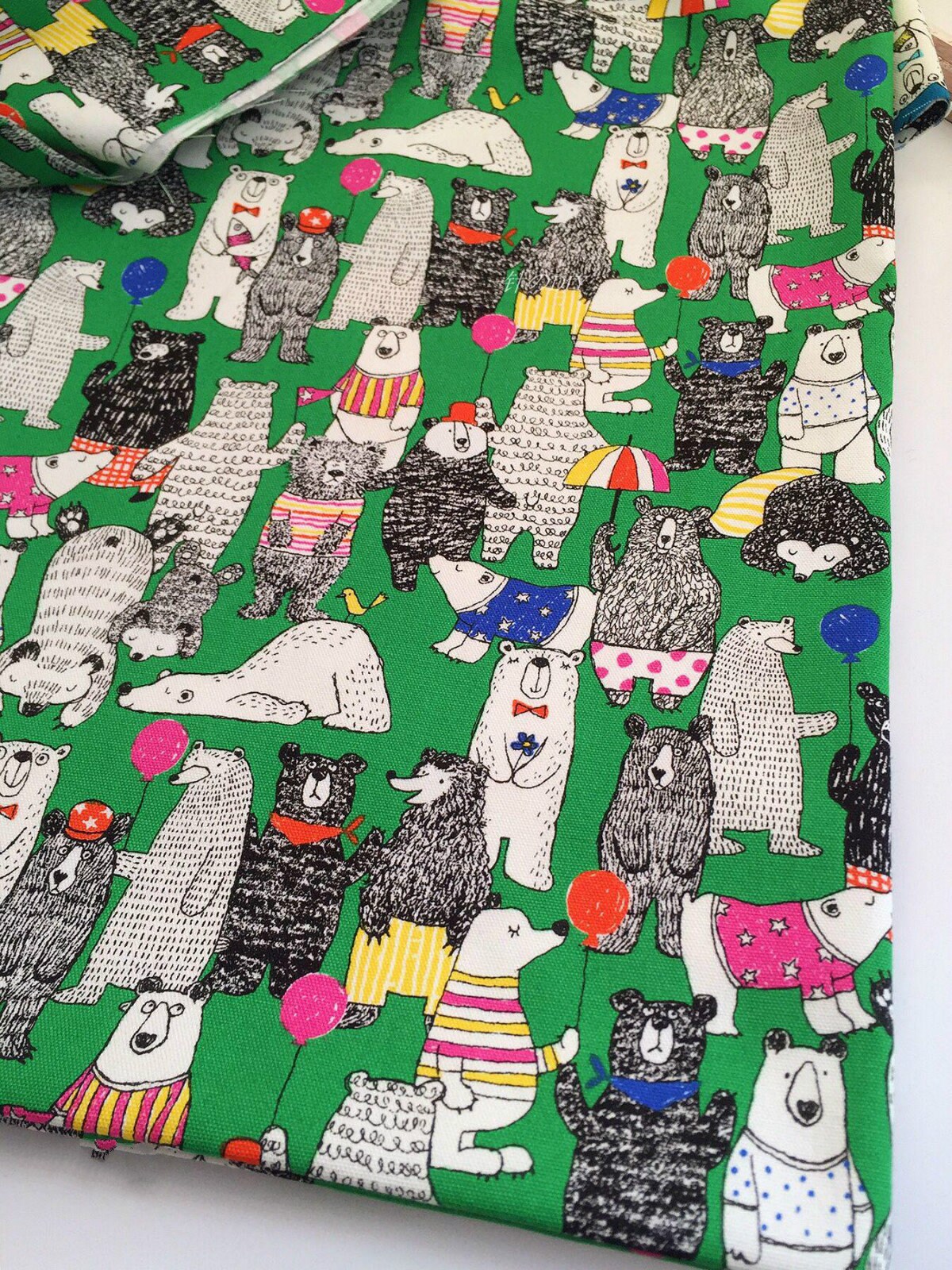 Pure Cotton Canvas Fabric Cute Bear Pattern Soft Thin Cotton Fabric Sewing Material 50 x 110cm Pick Color