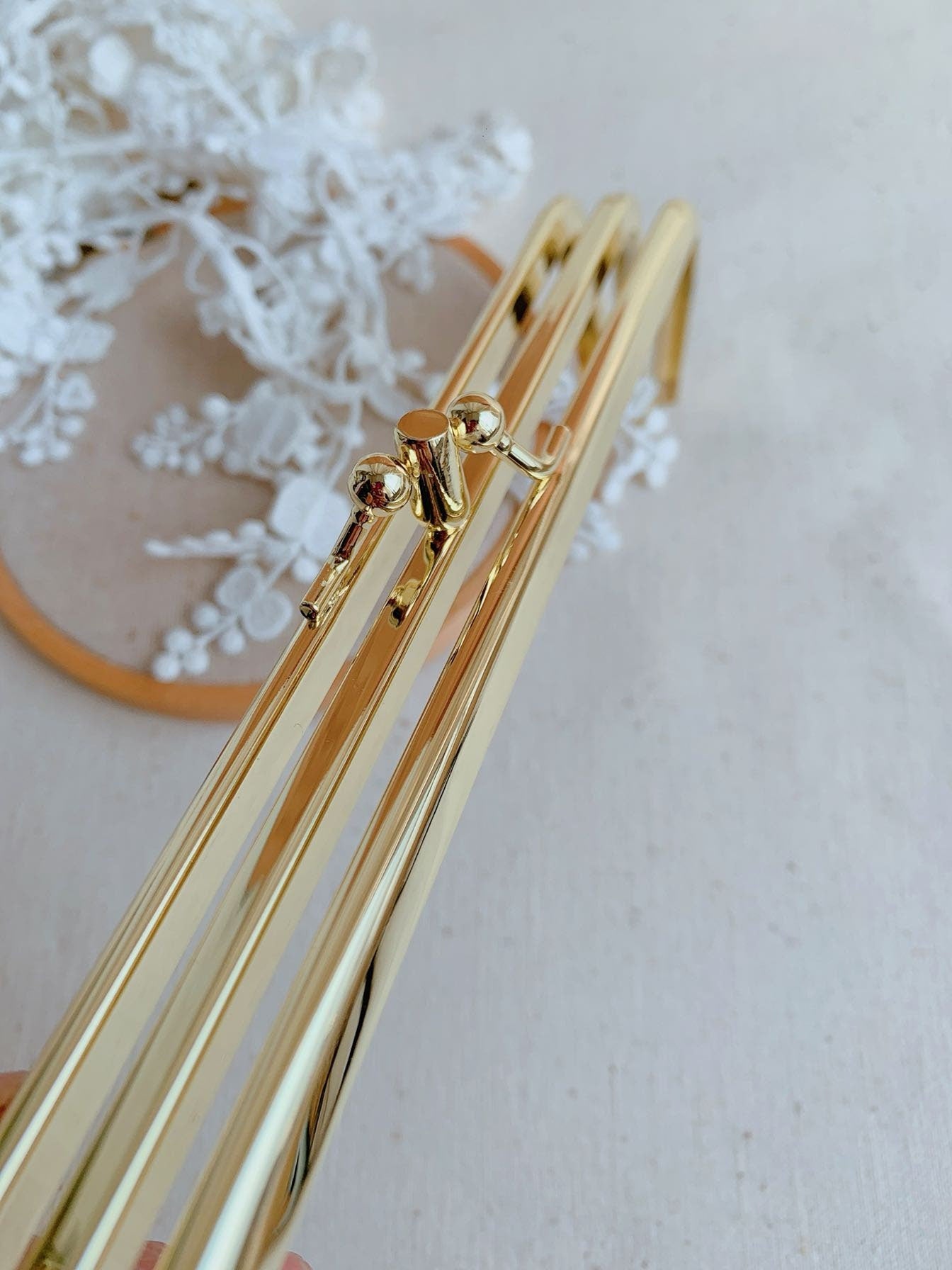 18cm Gold Purse Frame Two Bag Purse Frame Glue-In Style 18 x 5cm