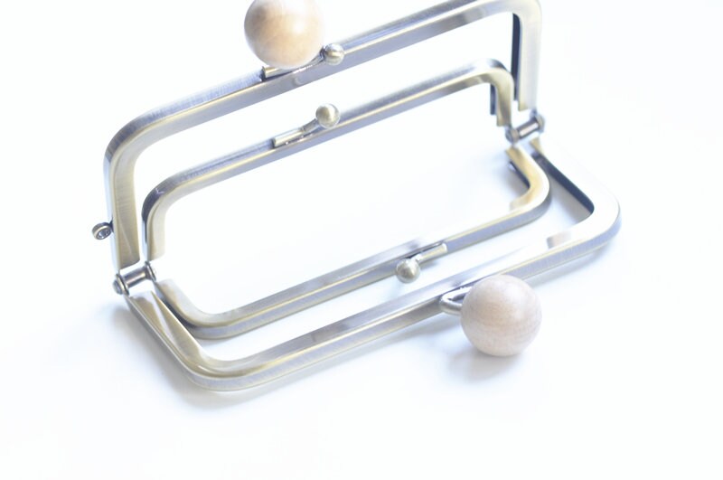 12.5cm Bronze Purse Frame Bag Hanger With Wood Kiss Lock Glue In Style Double Pocket Pick Color