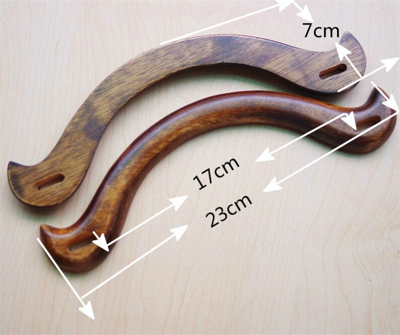 A Pair of Wood Handle Handcraft Material for Handbag Making 23cm x 7cm