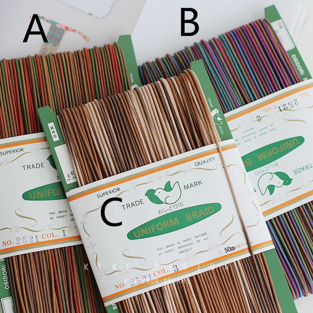 1.6mm/2mm/3mm Round Wax Thread 1 Meter Pick Color