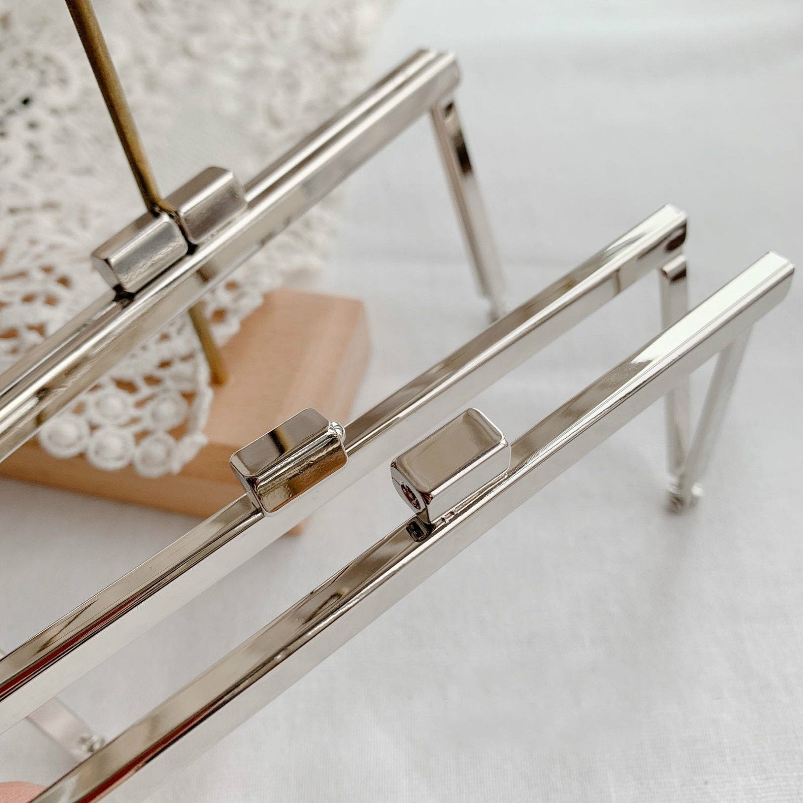 12.5cm Purse Frame Bag Hanger Opening Channel Glue-In Style Silver And Gold