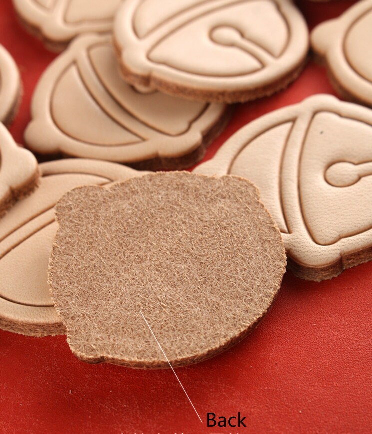5pcs Leather Bell Pattern 41x42mm / Thickness 3.5mm