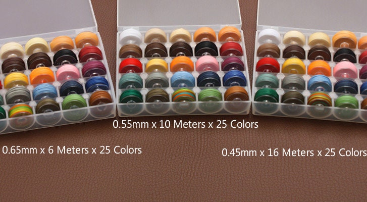 25 Colors A Set In One Box Round Waxed Polyester Thread Leather Craft Hand Sewing Essential Tool Three Width 0.45mm/0.55mm/0.65mm Pick Width