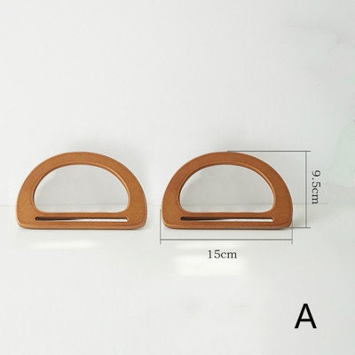 A Pair of Wood Handle Handcraft Material for Handbag Making Pick Up Style