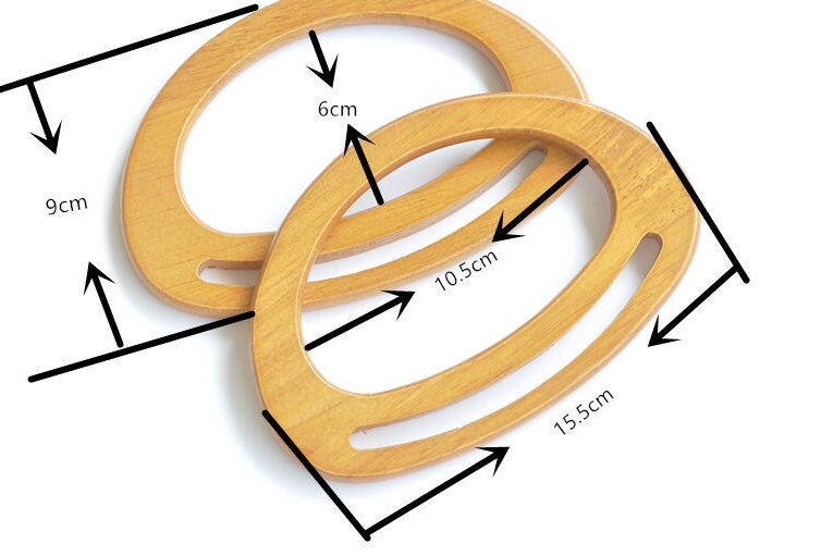 A Pair of Wood Handle Handcraft Material for Handbag Making 15.5cm x 9cm