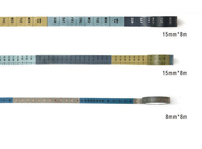 Monday to Sunday Stationery Time Schedule Deco Tape Journal Washi Tape 3 Rolls A Set
