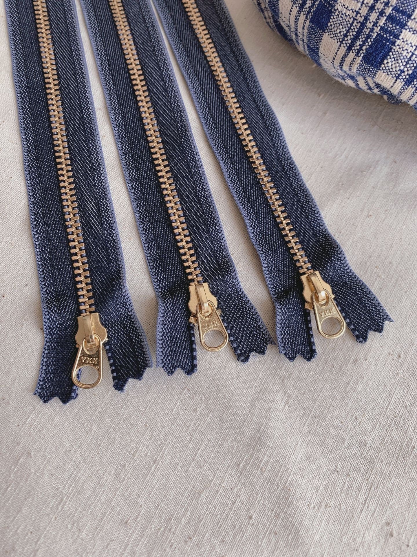 3# Handbag Zip With Metal Golden Teeth Zippers Denim 15cm/20cm/25cm Pick Length
