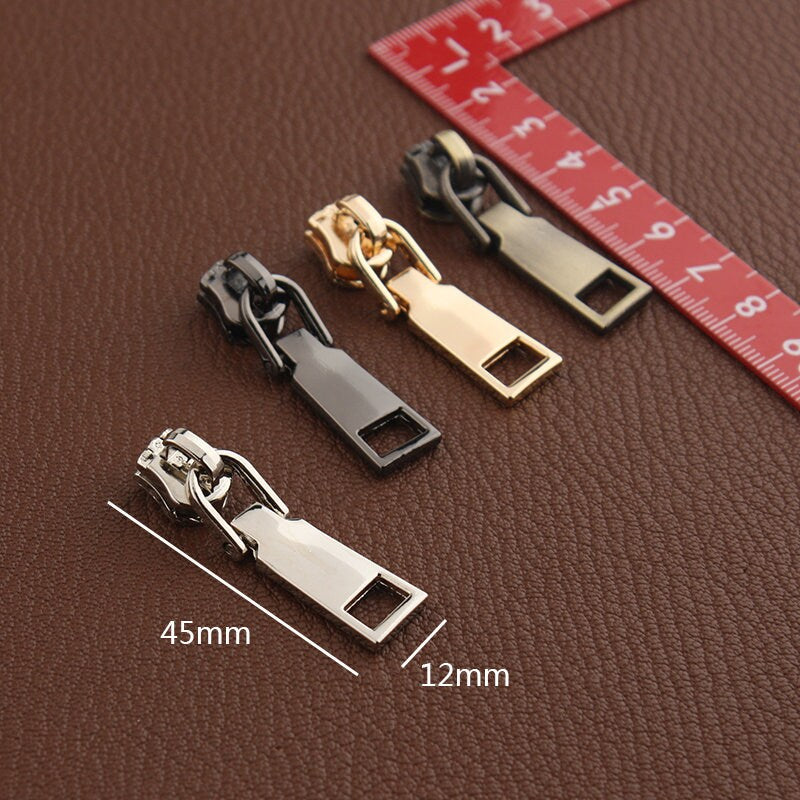 2pcs Handbag Zipper Head Puller No.5 Silver/Gunmetal/Gold/Bronze 45x12mm Pick Color
