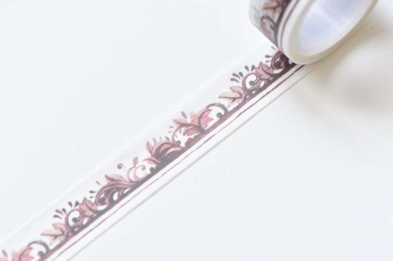 Retro Leaf Washi Tape Bullet Journal Supplies 15mm Wide x 5 Meters Roll No.11103