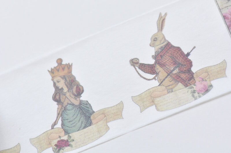 Vintage Rabbit Alice Washi Tape Journal Supplies 45mm wide x 3 Meters Roll No.12060