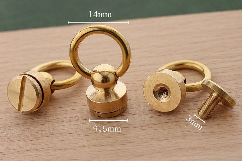 Screwed Studs/ Brass Button With Back Puller For Diy Purse 2 Sets A Pack ( 2 button+ 2 screws)