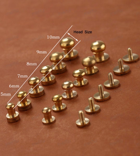 Brass Rivets and Studs for Handbags/Screwed Studs/ Button Leatherworking Screws Belt Stud 10 Sets A Pack Pick Size