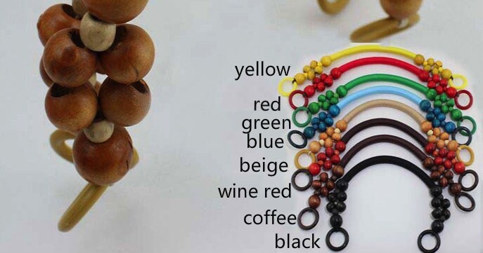 A Pair Rope Handle With Wood Beads 47cm Pick Color