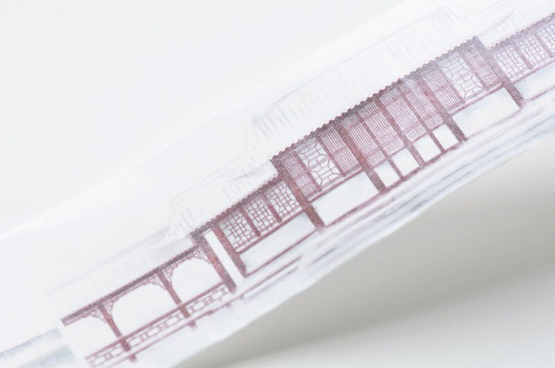 Asian House Snow Covered Masking Tape Lined Wide Scrapbooking Tape 45mm x 3 Meters No.11108