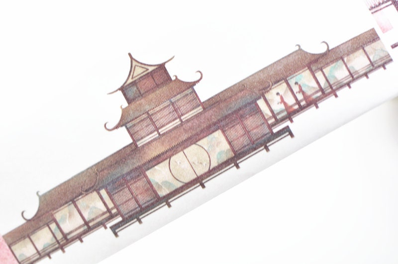 Vintage Pavilion Washi Tape Lined Bullet Journal Supply 40mm x 3 Meters