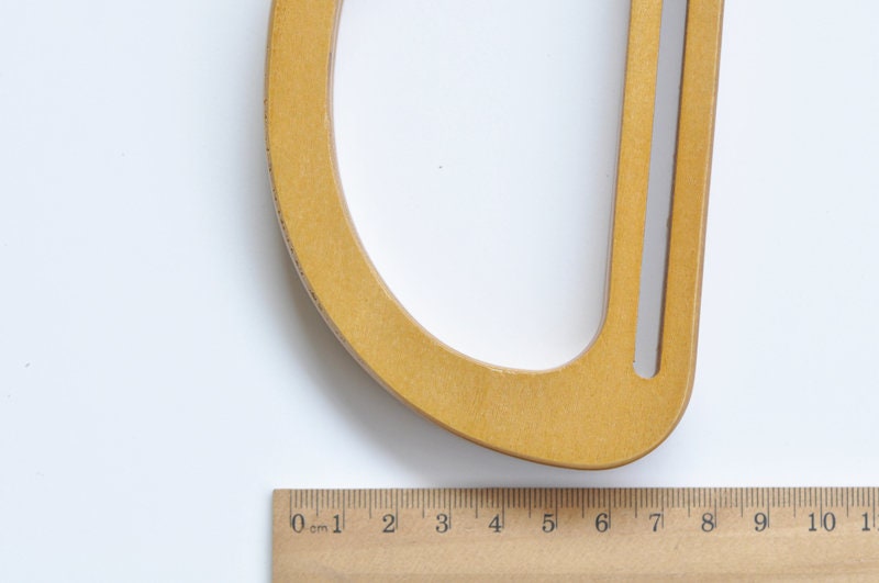 A Pair of Wood Handle Handcraft Material for Handbag Making 15cm x 8.4cm