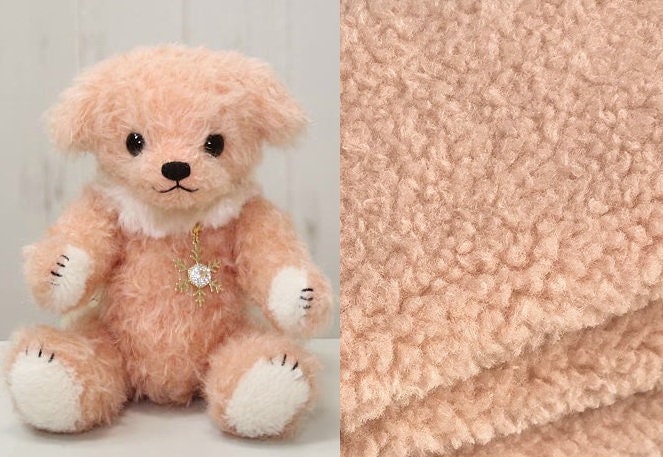 Apricot Pink Teddy Bears Fabric Soft Curled Fabric For Toy Stuffed Doll Making 80cm x 48cm