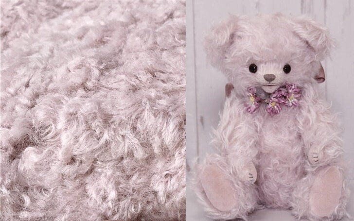Purple Pink Teddy Bears Fabric Soft Curled Fabric For Toy Stuffed Doll Making 80cm x 48cm