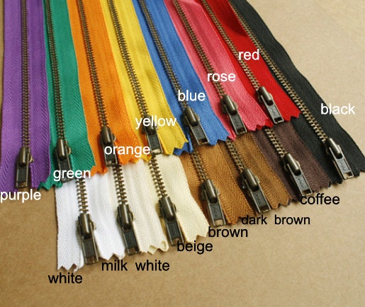 Handbag Zippers Bronze Teeth No.3 Various Colors 17cm Pick Color