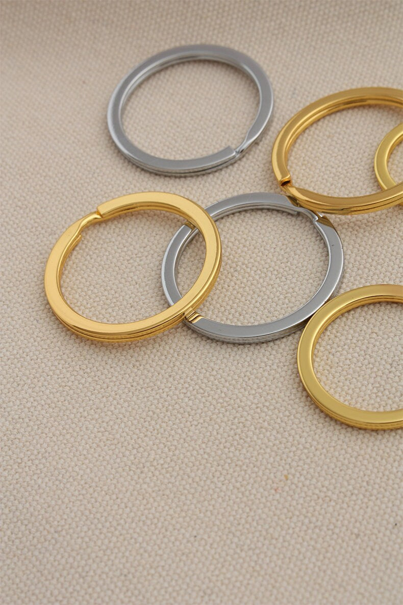 5pcs Solid Flat Split Key Rings Inner Size 20mm/25mm/30mm Pick Size
