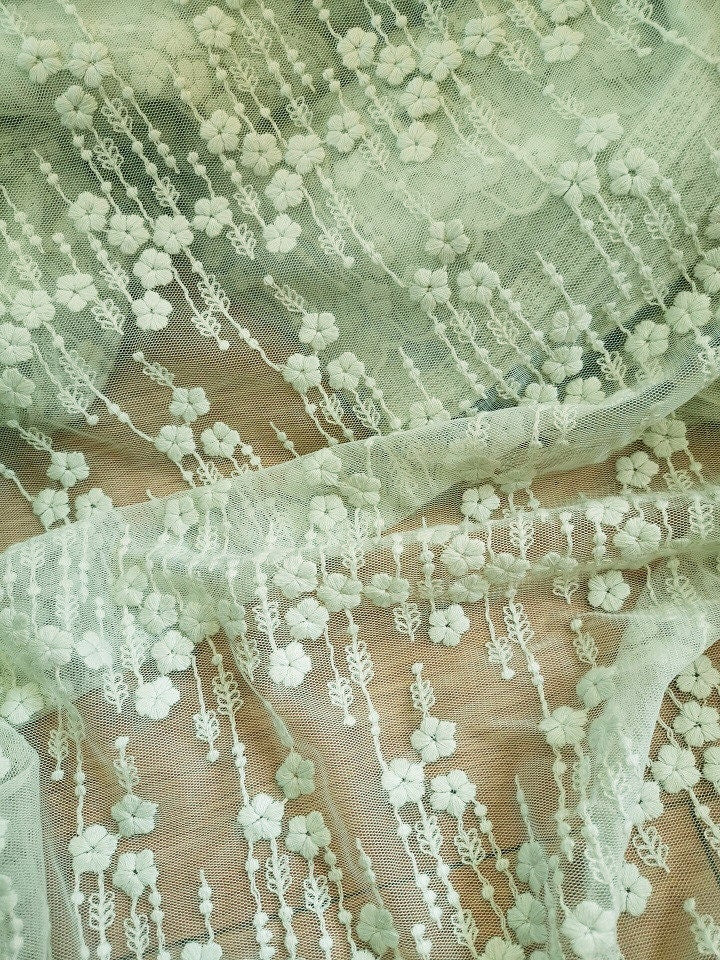 Embroidery Fabric Light Green Doll Cloth Fabric 130cm x 50cm