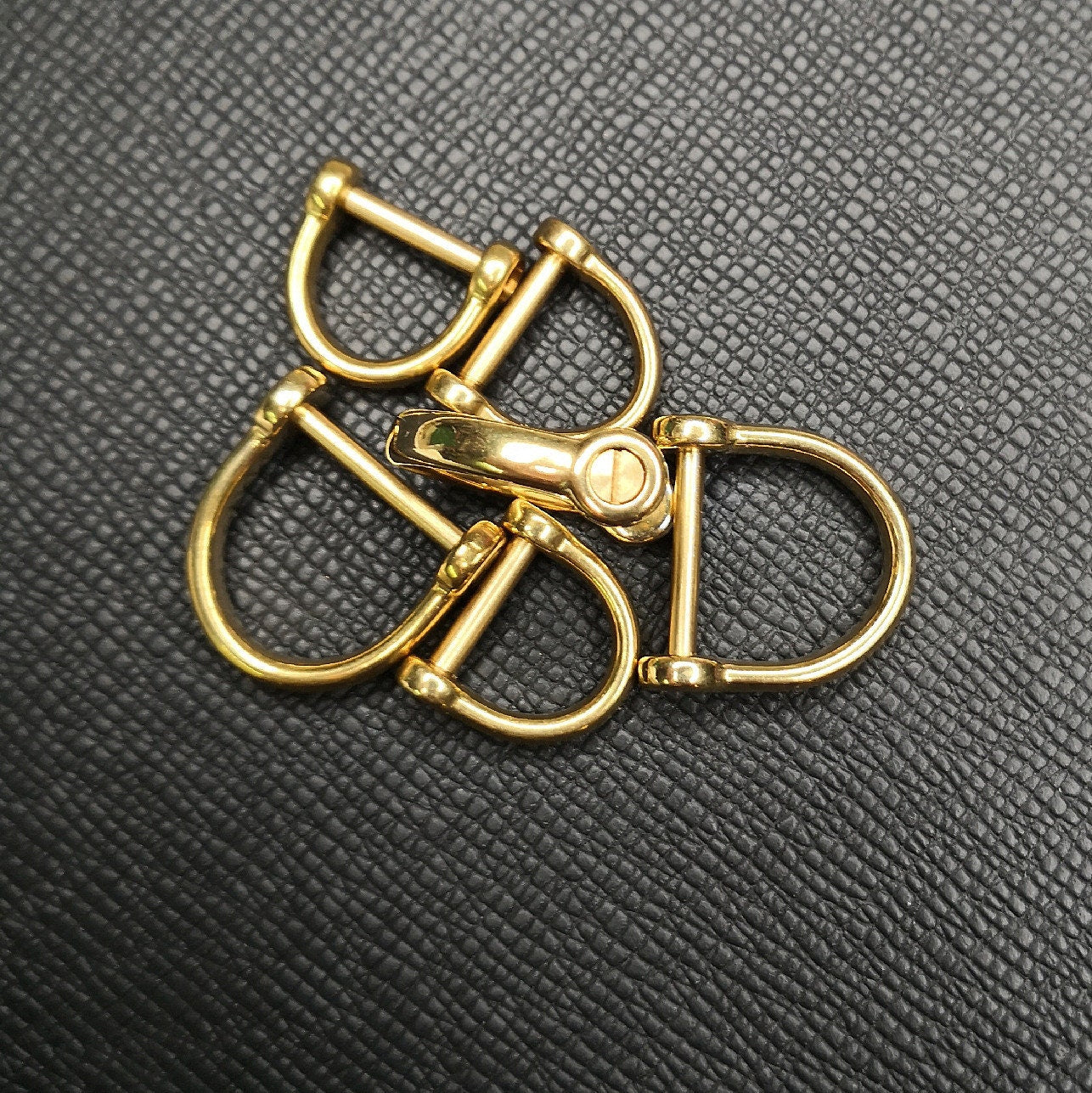 5pcs Brass Shackle Clasp D Rings Screws Inner Width 12mm/18mm Pick Size