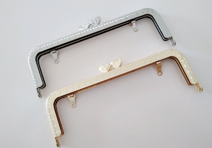 Retro Purse Frame Bag Hanger Rectangular Glue-In Style 18cm Silver/Light Gold