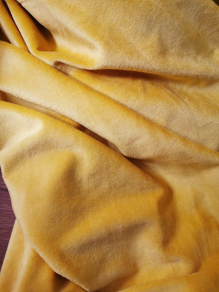 140cm x 50cm Yellow Elastic Velvet Fabric For Teddy Toy Doll Making