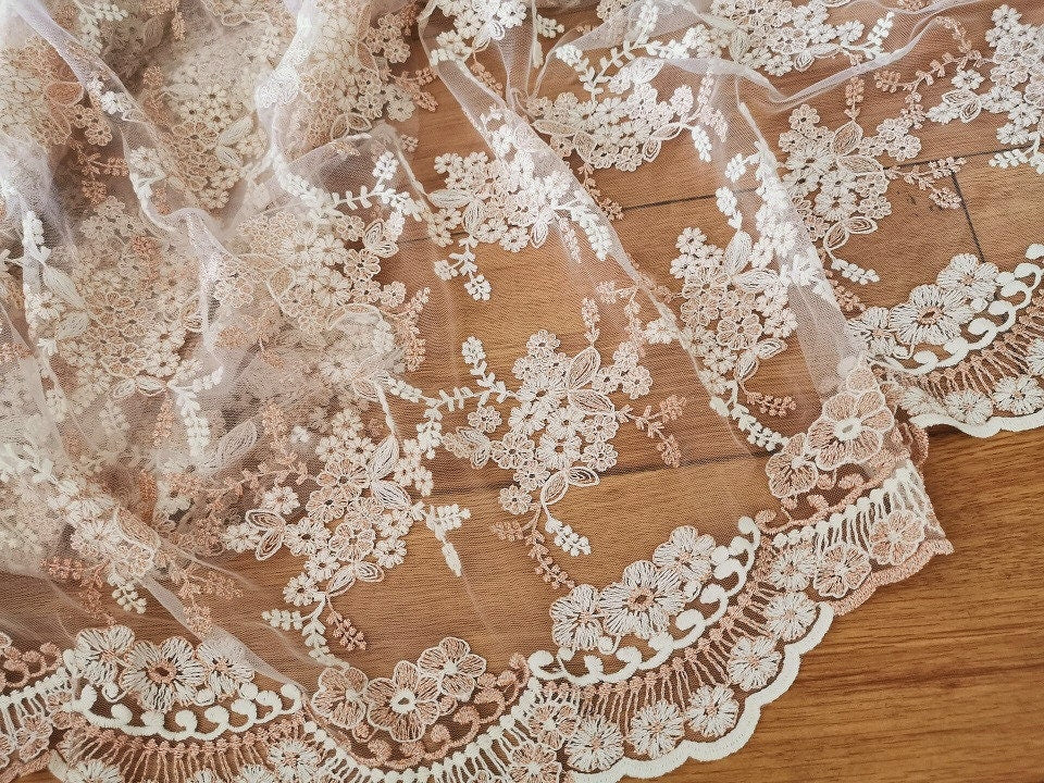 Embroidery Fabric Grey Pink  Doll Cloth Fabric 110cm x 50cm