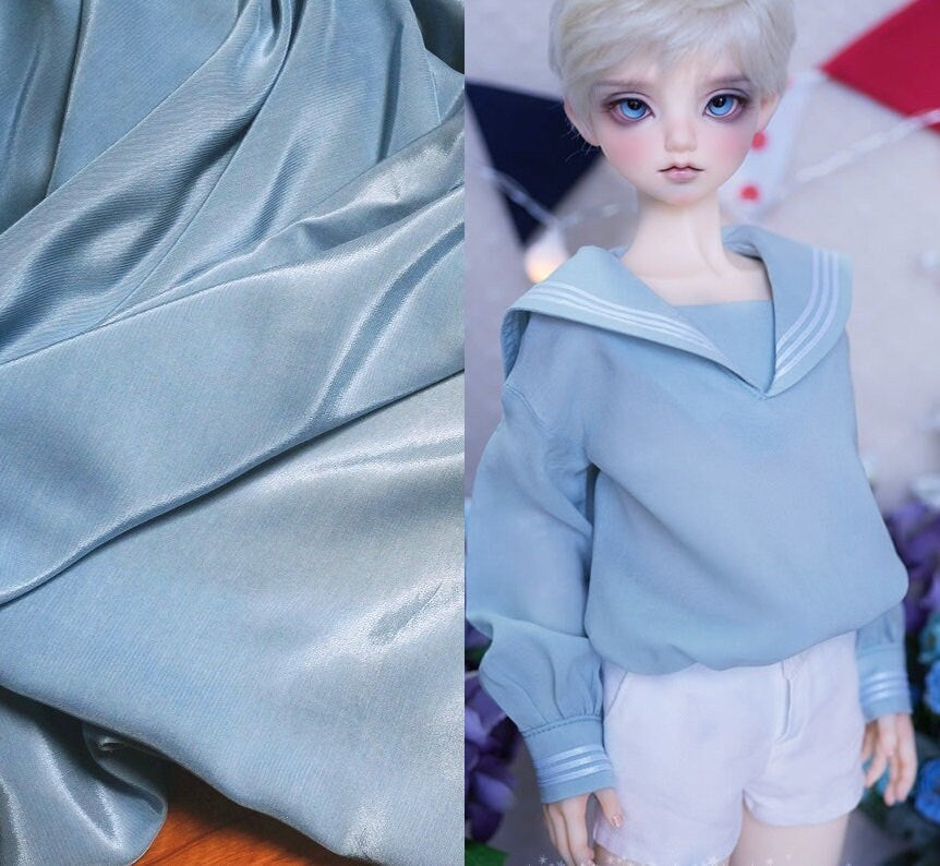 Light Blue Soft Fabric 100% Cotton Thin Doll Cloth Thin Fabric 150cm x 50cm