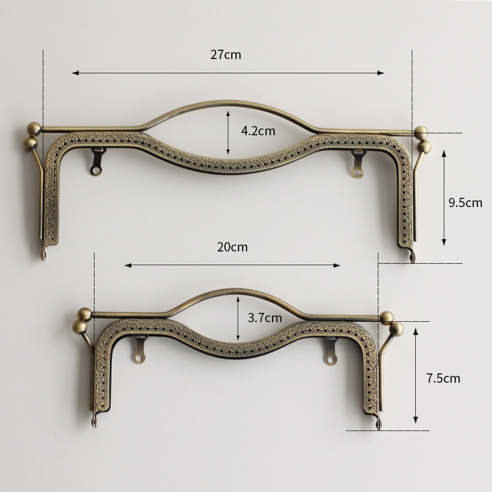 20.5cm (8")/ 27cm (10") Purse Frame Clutch Bag Making Bronze Silver Gunmetal Light Gold Four Colors Available