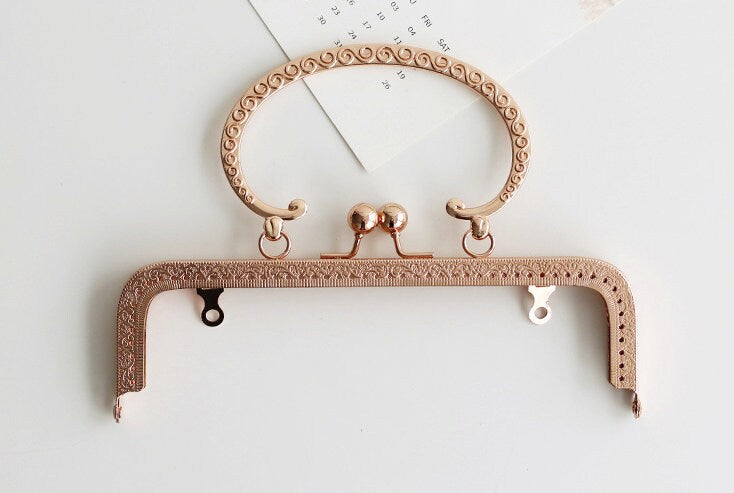 20.5cm (8"）Retro Sewing Purse Frame With Handle Bronze/Light Gold Pick Color