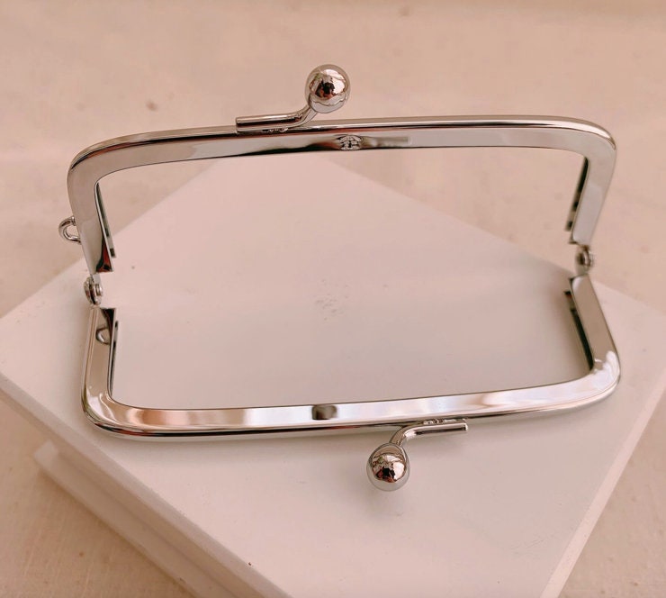 8.8cm Silver Purse Frame Glue-In Style 8.8cm x 3.2cm