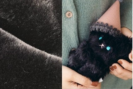 80cm x 48cm ( 31"x 19") Black Soft Teddy Bears Fabric Soft Toy Making Material