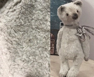 85cm x 48cm ( 30"x 19") Grey Teddy Bears Curls Fabric Long Pile 10mm Fabric For Doll Making