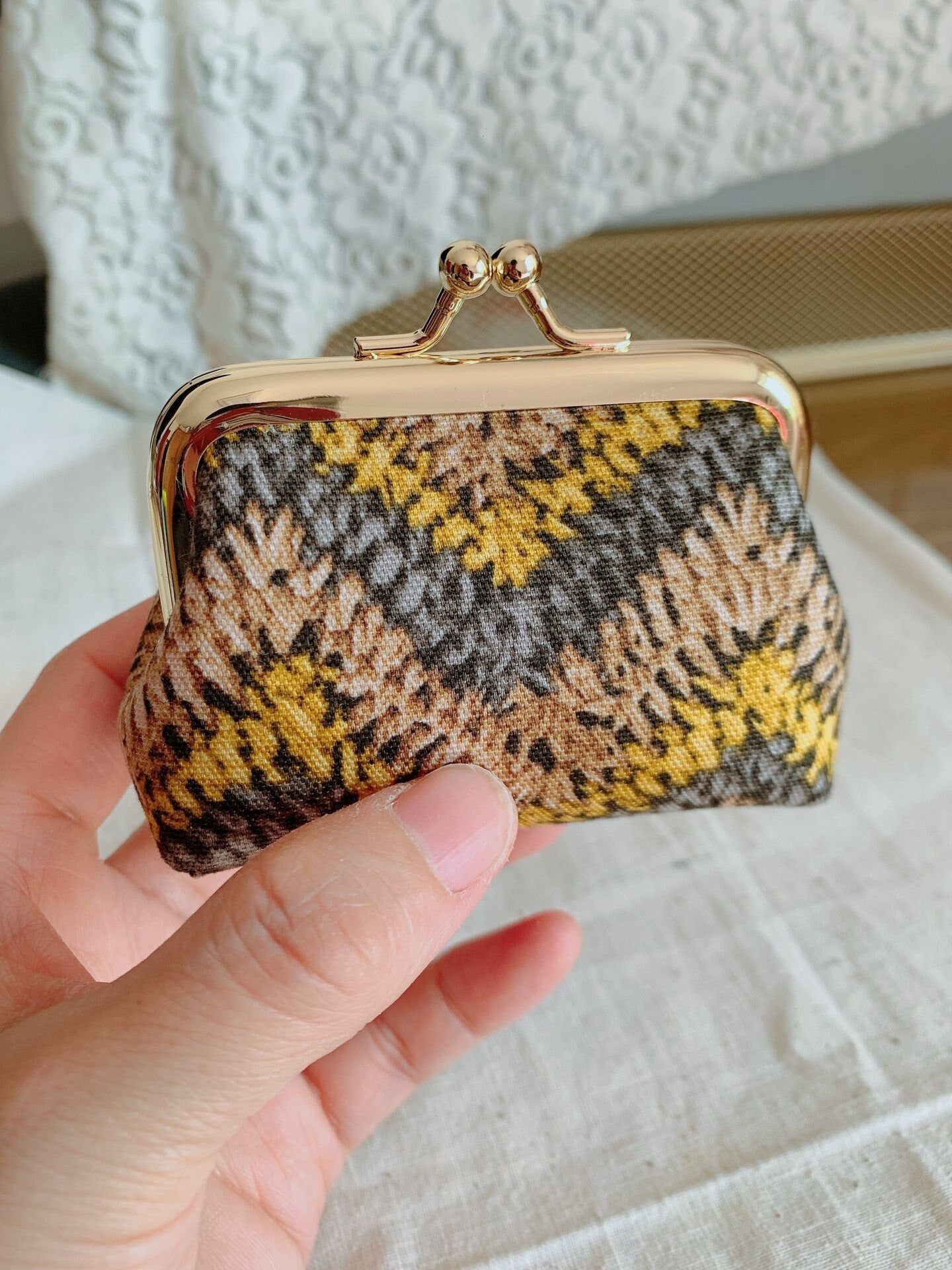 8cm x 3.6cm Light Gold Mini Purse Frame