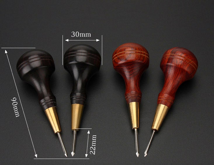 Wood Handle Awl For Leather Projects 3mm/4mm Pick Color And Size