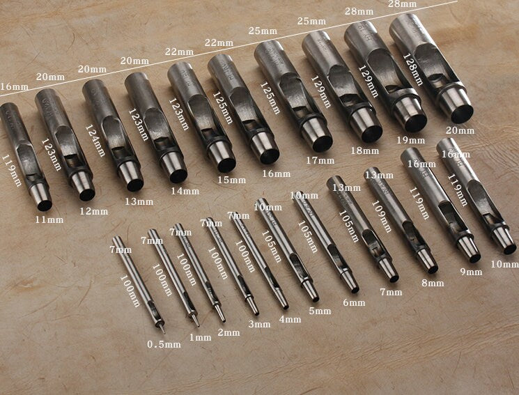 0.5mm-20mm Round Hole Punch Leather Hole Punch Leather Craft Essential Tool Pick Size
