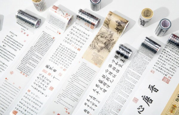 Asian Culture Vintage Handwriting Washi Tape Sets of 7 Rolls 50mm/60mm/80 x 5 Meters