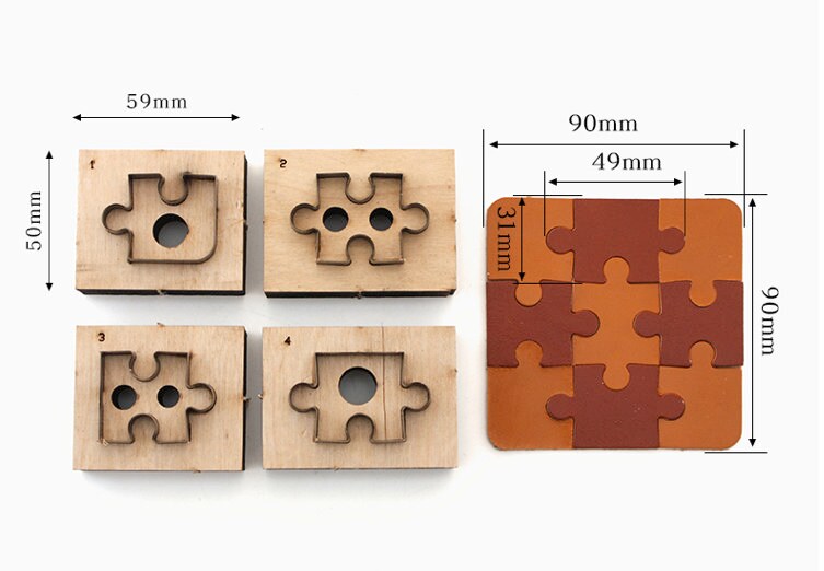 Leather Cutter Molds Puzzle Pattern Making Tool 4 Pieces A Set