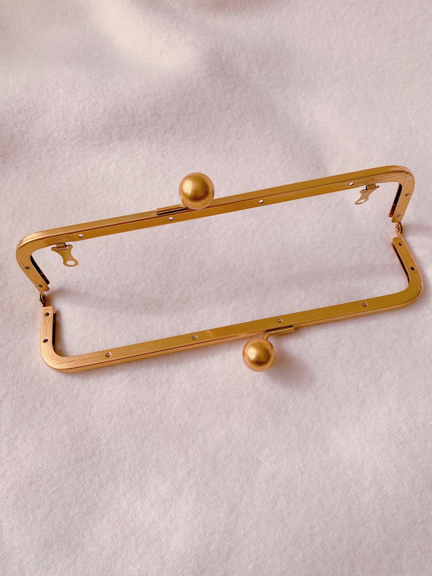 24.5cm x 8.5cm ( 9" x 3") Vintage Gold Purse Frame Handle Purse Frame Large Kiss Lock With Screws
