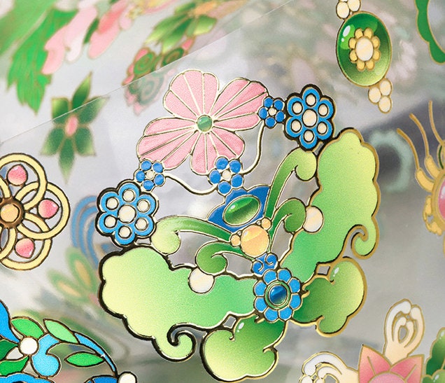 Asian Culture Vintage Jewelry Jasper Pattern PET Washi Tape 70mm x 8 Meters