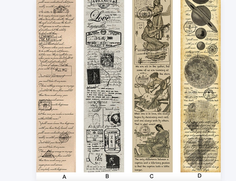 Retro Washi Tape 50mm x 3 Meters Roll Pick Style