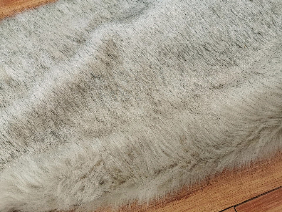 50cm x 45cm Mixed White Gray Fabric 35mm Long Pile Soft Fabric For Teddy Bear Making