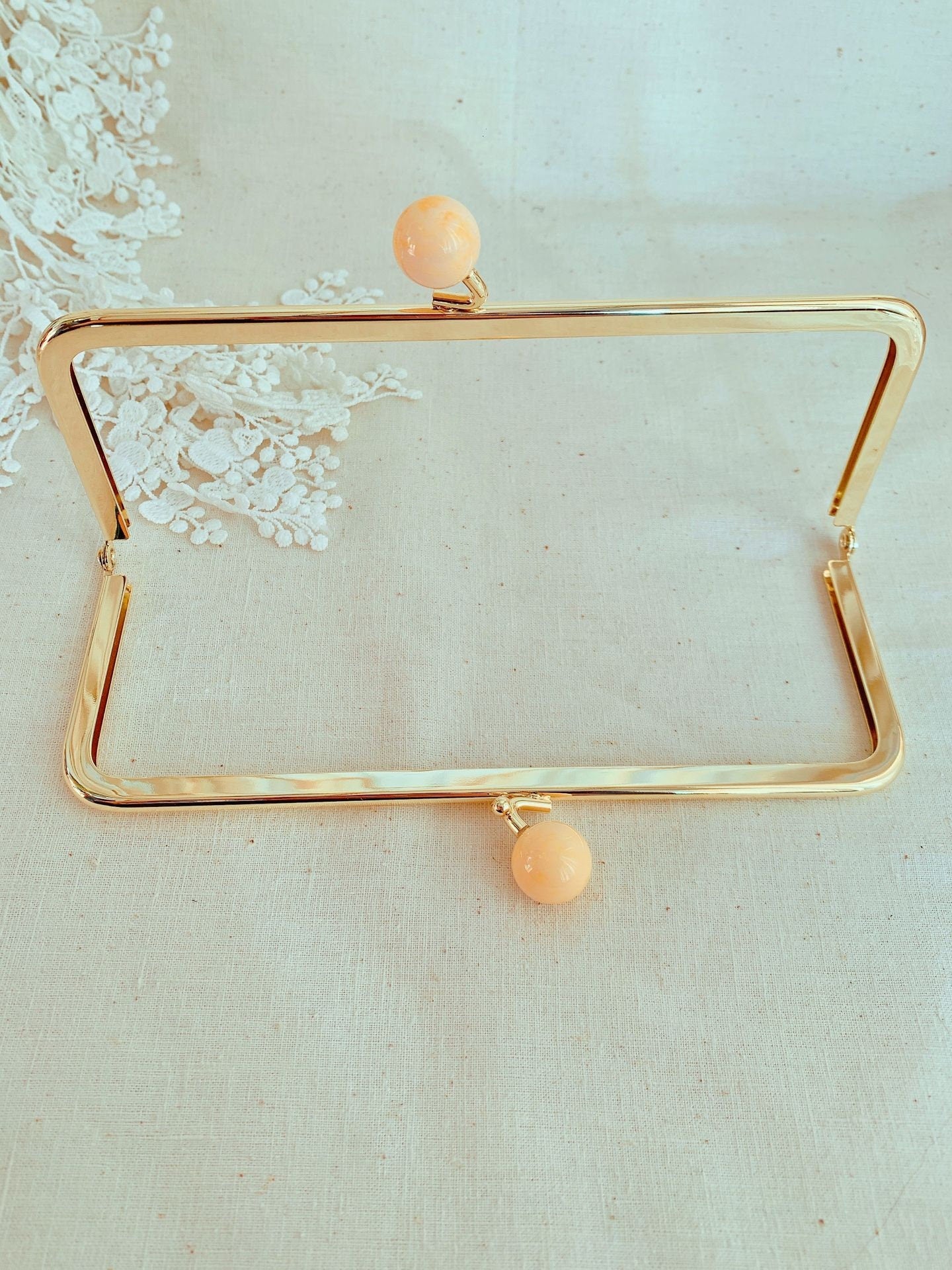 18.2 x 7cm Gold Purse Frame With Acrylic Kiss-Lock Glue-In Style Bag Hanger