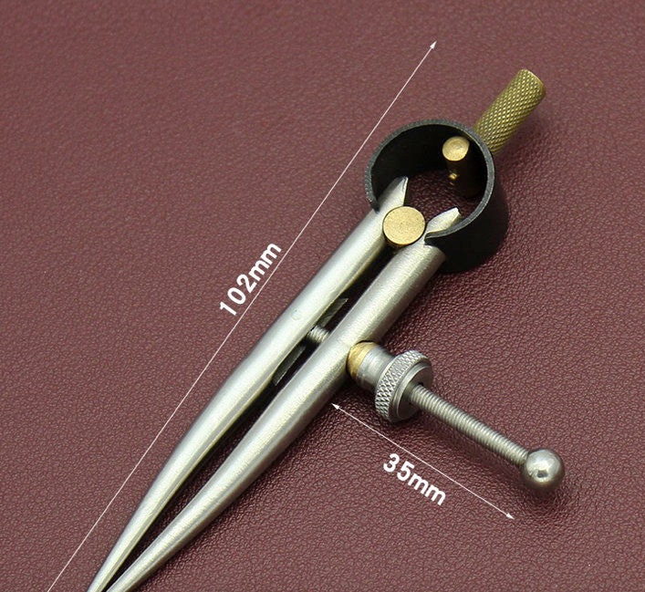 Stainless Steel Leather Compass, Spring Wing Divider/Scriber 102mm