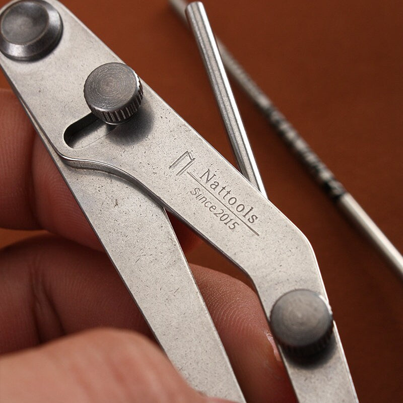 Steel Leather Compass, Spring Wing Divider/Scriber 110mm