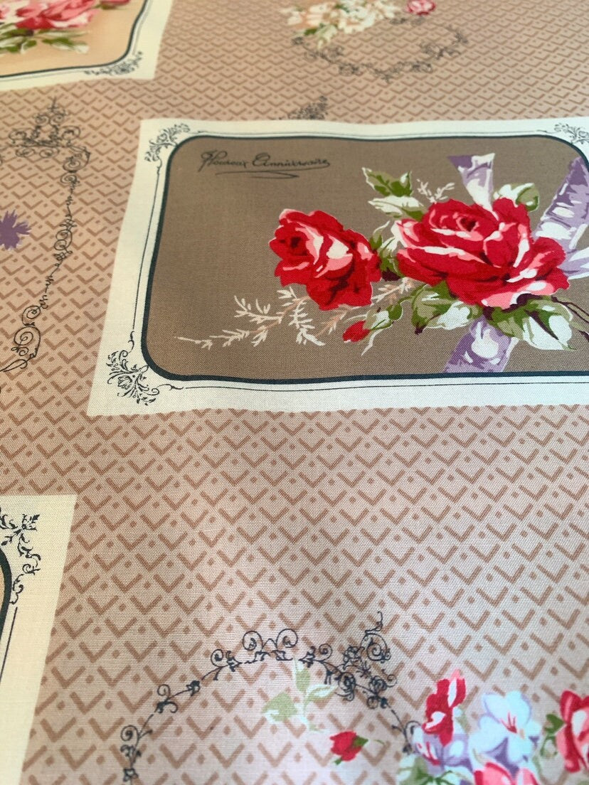 Cotton Fabric With Rose Flower Pattern Cotton Fabric Sewing Material 50 x 110cm